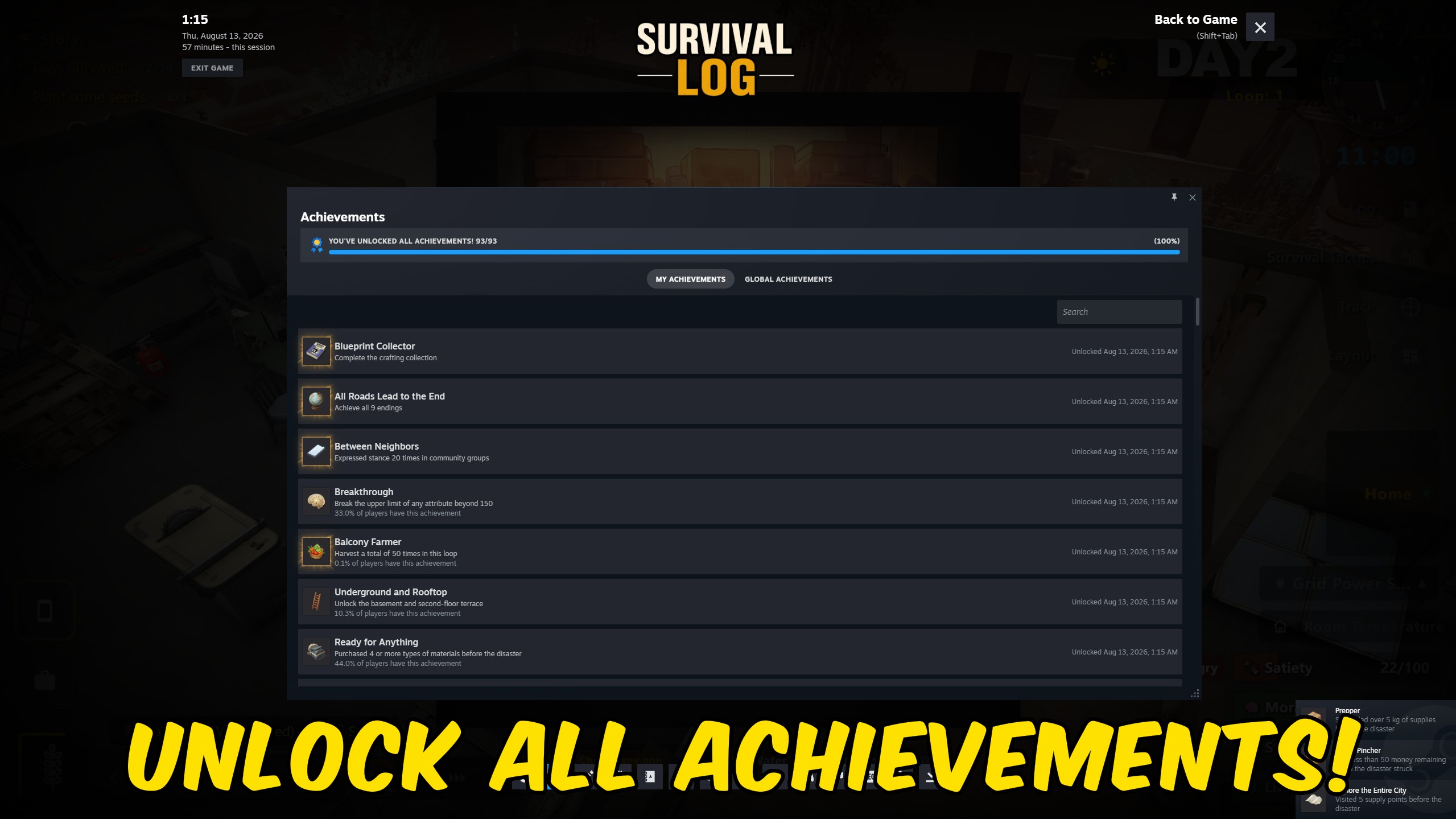 Survival Log — Achievement Unlocker (screenshot 2)
